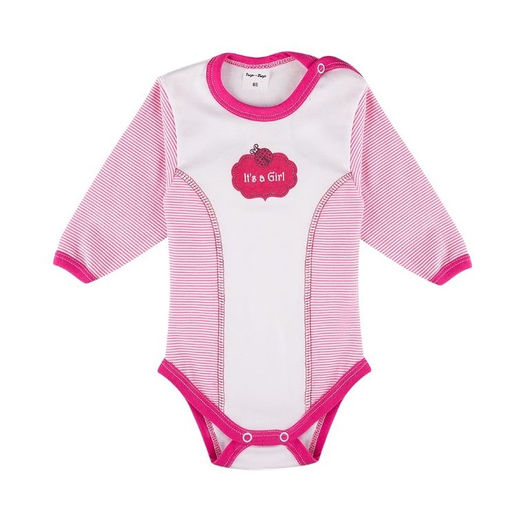 Komplet dziewczęcy, Body z długim rękawem, Półśpiochy, różowo-biały, Tup Tup