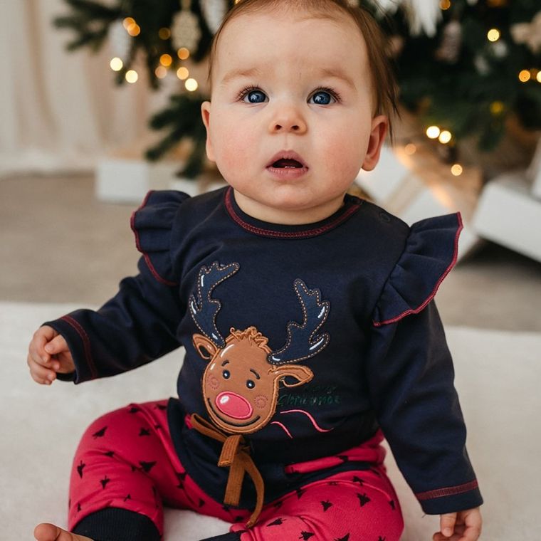 Komplet dziewczęcy, Body z długim rekawem, Spodnie dresowe, różowy, Eevi