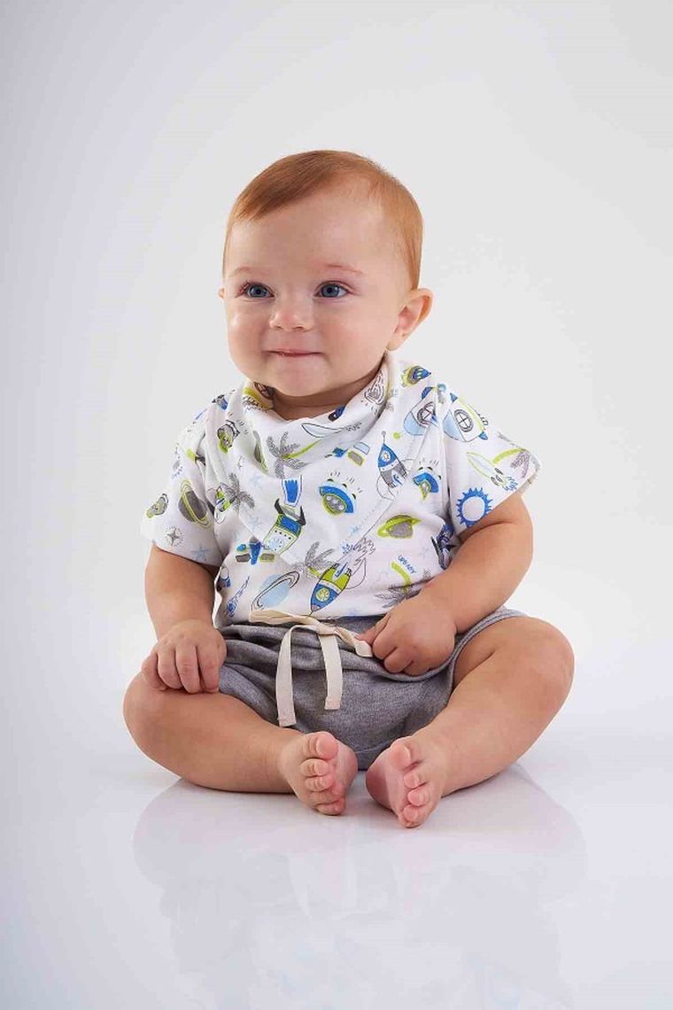 Komplet dziewczęcy, Body z krótkim rękawem, Szorty, Chustka, mix, Up Baby