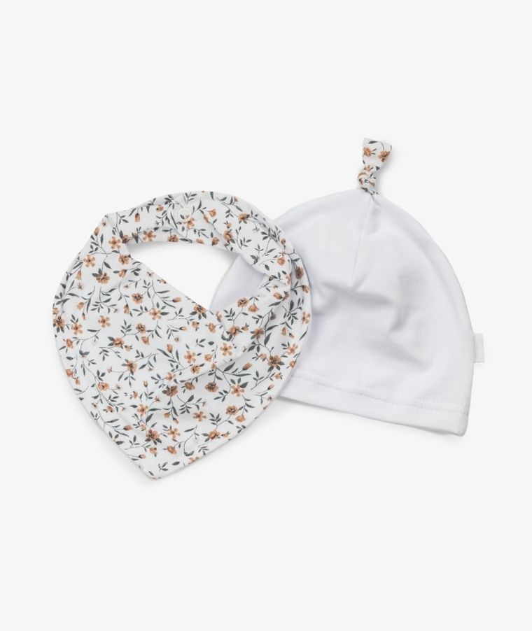 Komplet dziewczęcy, Czapka, Chustka, biały, Iltom