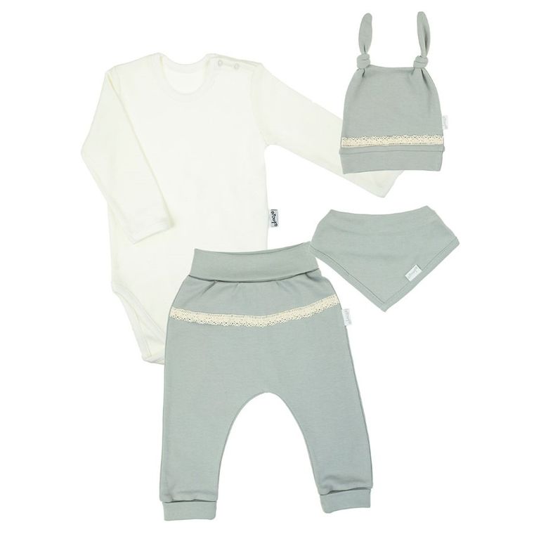Komplet dziewczęcy, Czapka, Chustka, Body z długim rękawem, Spodnie dresowe, mix, Nicol