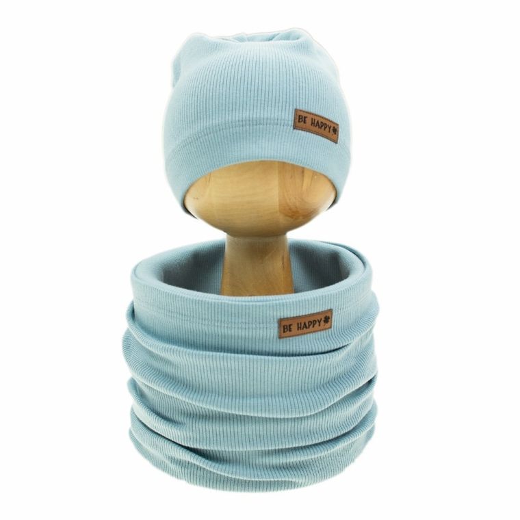 Komplet dziewczęcy, Czapka, Komin, niebieski, Nicol