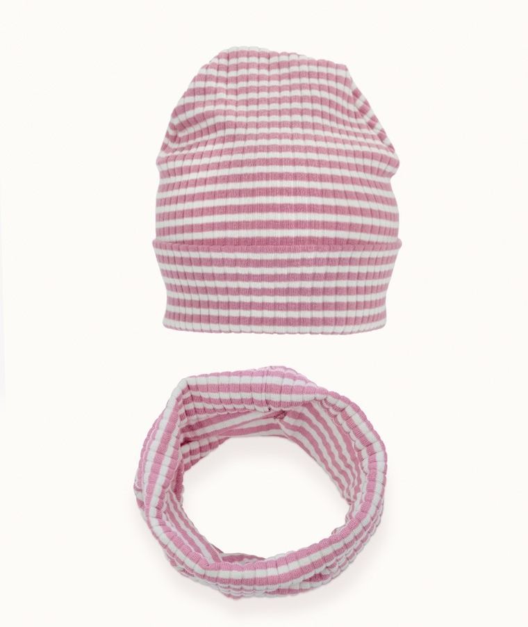 Komplet dziewczęcy, Czapka, Komin, różowy, Iltom