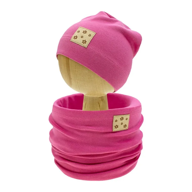 Komplet dziewczęcy, Czapka, Komin, różowy, Nicol