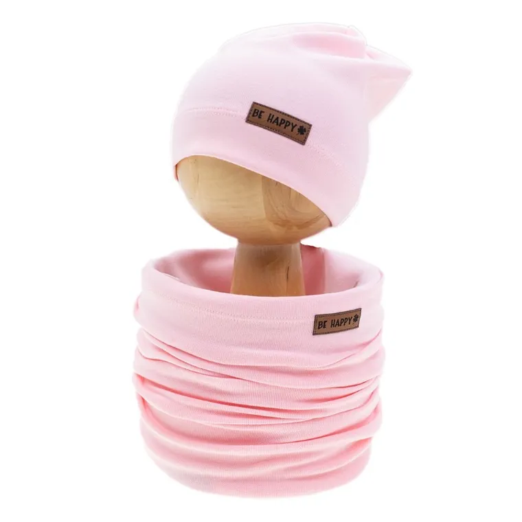 Komplet dziewczęcy, Czapka, Komin, różowy, Nicol