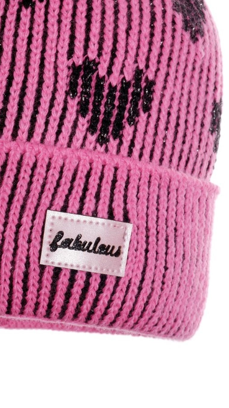 Komplet dziewczęcy, Czapka z pomponem, Komin, różowy, Ambra