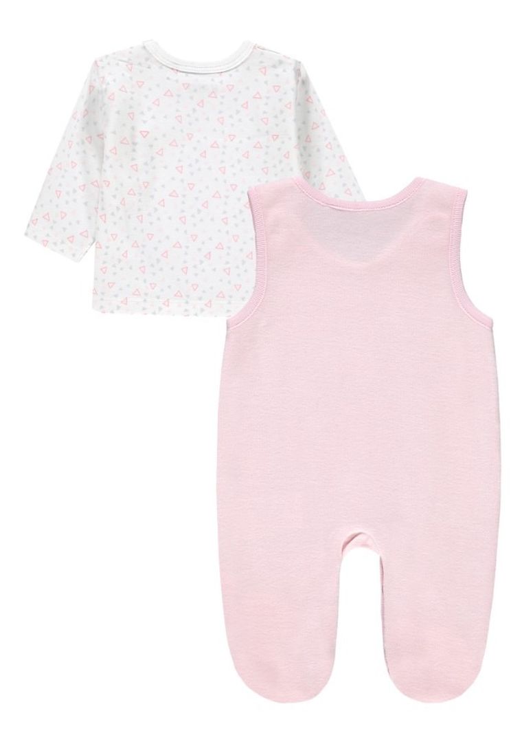 Komplet dziewczęcy, Śpiochy, Bluzka z długim rękawem, różowo-biały, Kanz