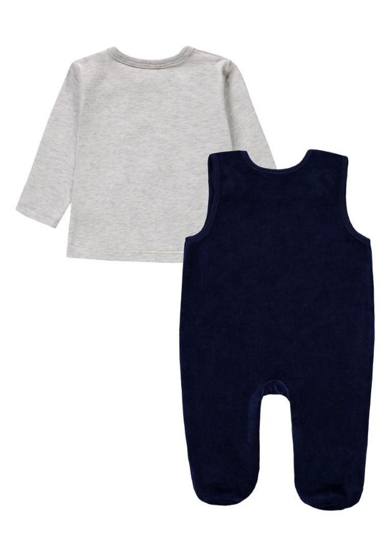 Komplet dziewczęcy, Śpiochy, Bluzka z długim rękawem, szaro-granatowy, Kanz