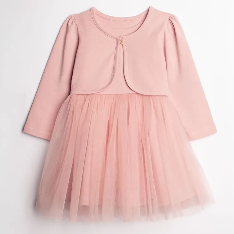 Komplet dziewczęcy, Sukienka, Bolerko, różowy, Nicol