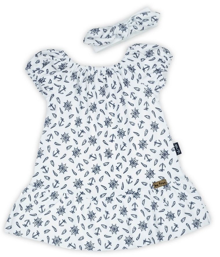 Komplet dziewczęcy, Sukienka, Opaska, biały, Nicol