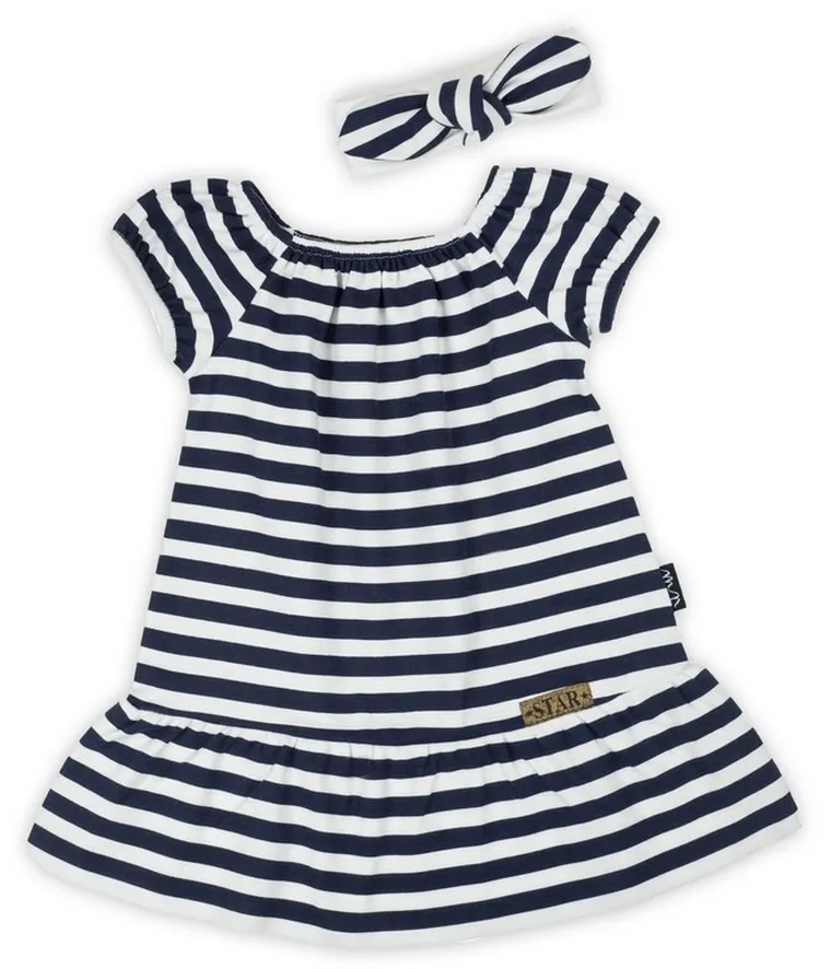 Komplet dziewczęcy, Sukienka, Opaska, granatowy, Nicol