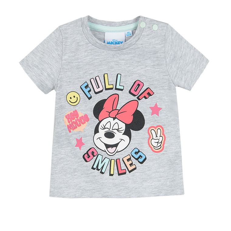 Komplet dziewczęcy, T-shirt, Legginsy, szaro-miętowy, Myszka Minnie