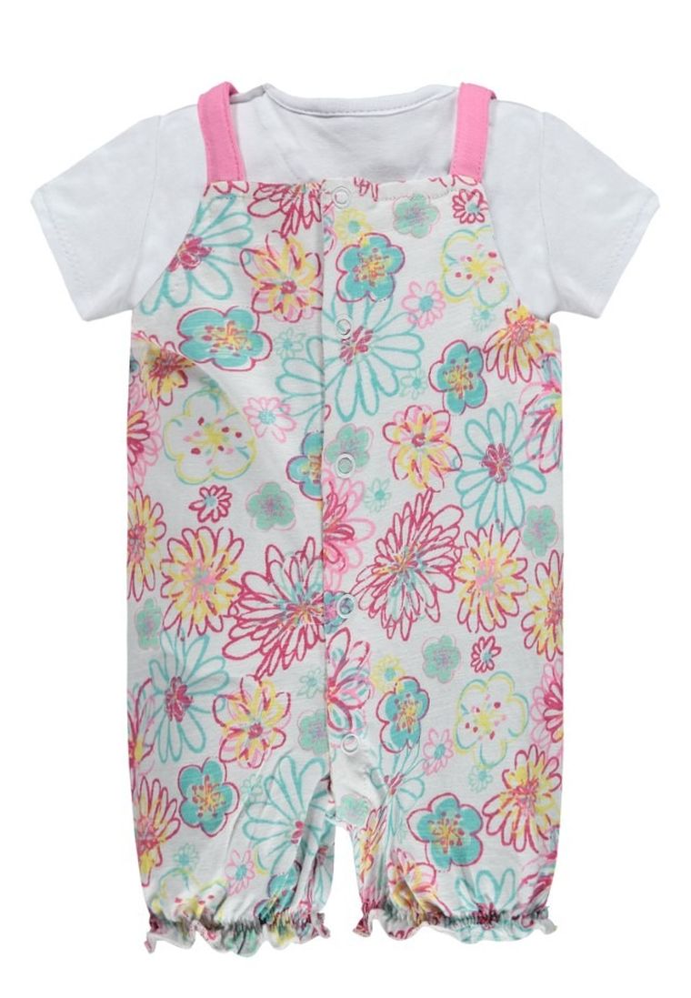 Komplet dziewczęcy, T-shirt, Rampers, biały, Kanz