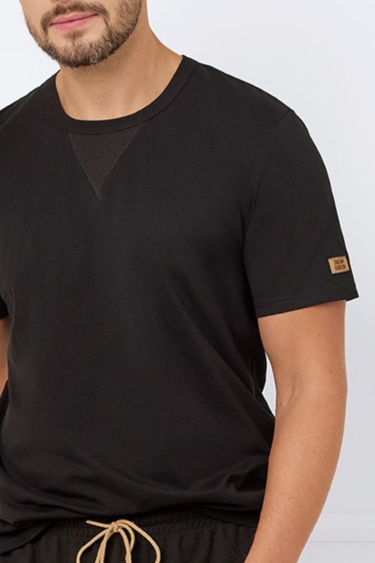 Komplet męski, T-shirt, Szorty, czarny, Italian Fashion