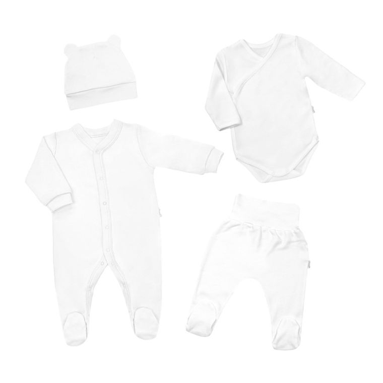 Komplet niemowlęcy 4-częściowy, biały, Nicol