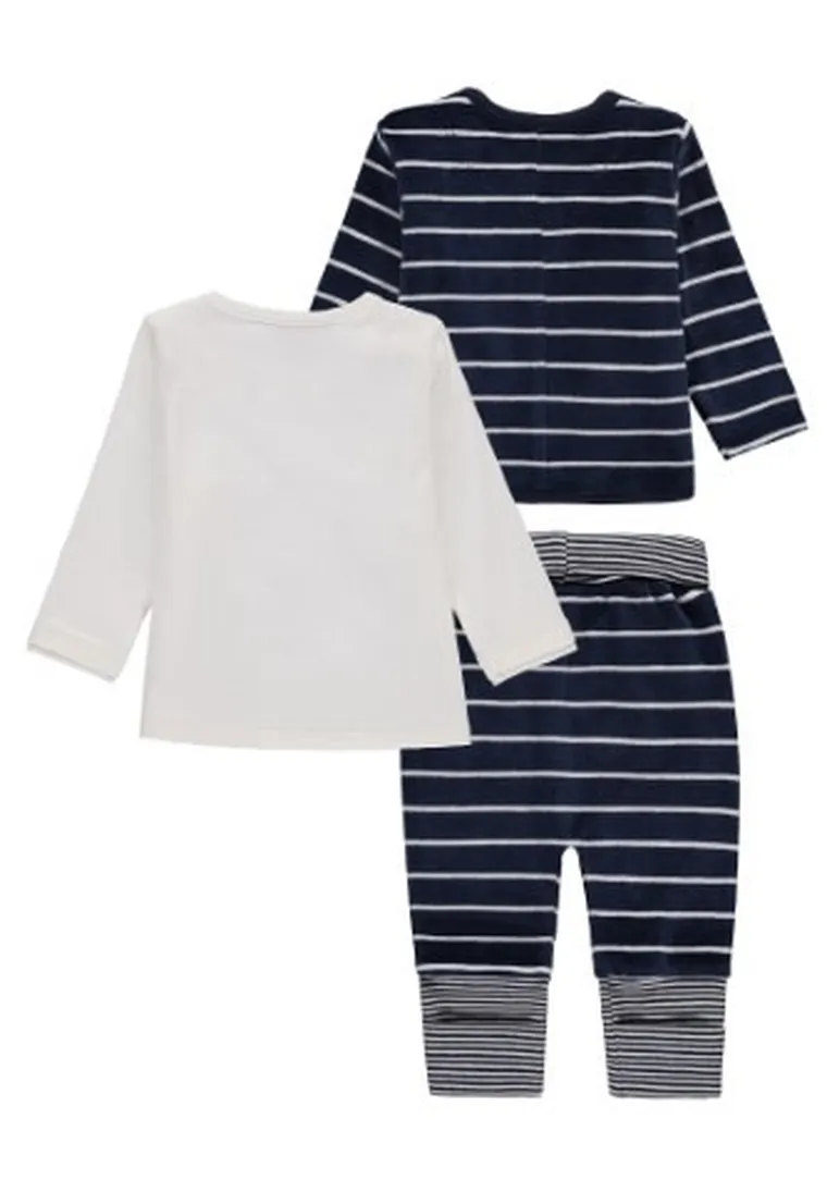 Komplet niemowlęcy, Bluzka z długim rękawem, Bluza, Spodnie dresowe, biało-granatowy, Kanz