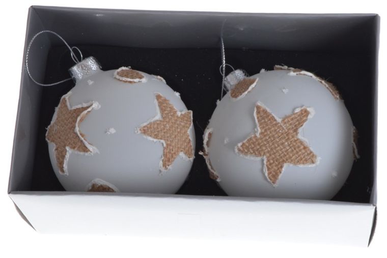 Komplet szklanych bombek z gwiazdką, 8 cm, 2 szt.