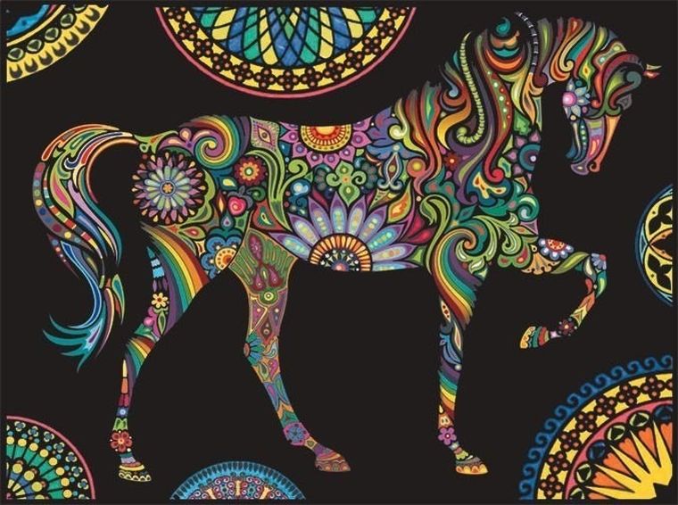 Koń Mandale. Kolorowanka welwetowa, 47-35 cm