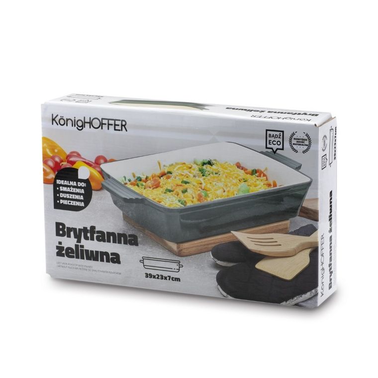 Konighoffer, brytfanna żeliwna, emaliowana, szara, 39-23-7 cm