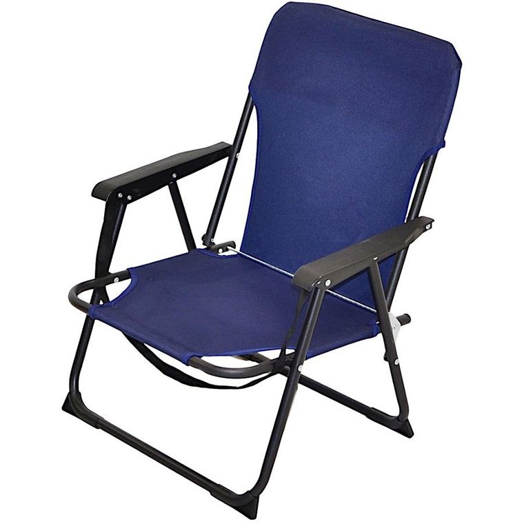 Koopman, fotel plażowy z podłokietnikami, składany, granatowy, 25-52-54/66 cm