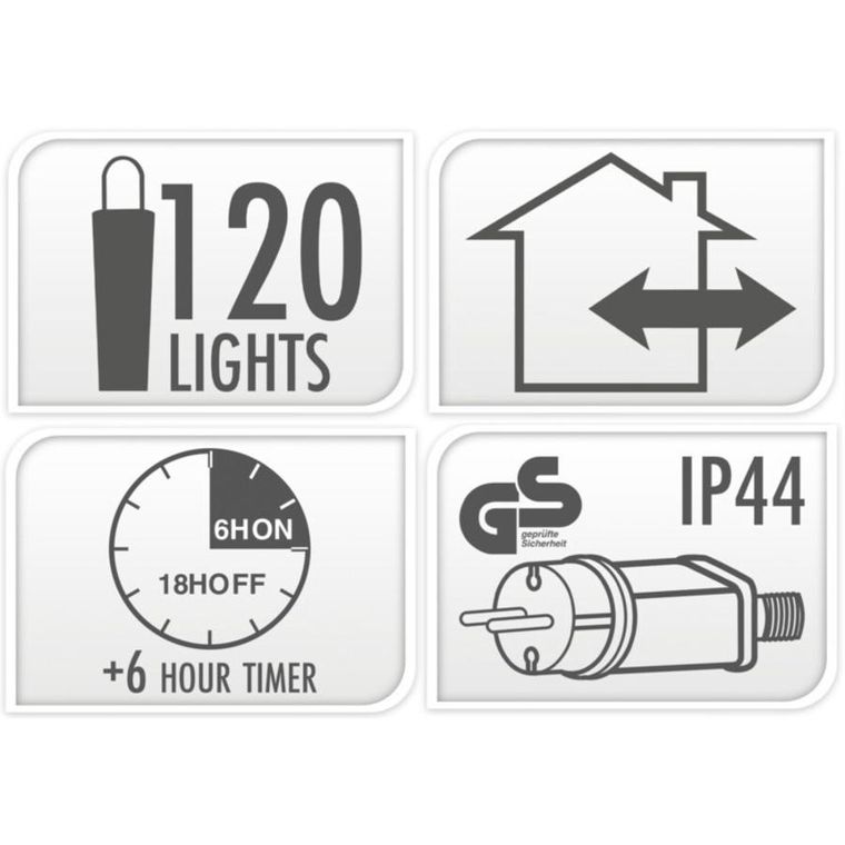 Koopman, Macaron, lampki choinkowe, łańcuch świetlny, 120 LED, timer, multikolor