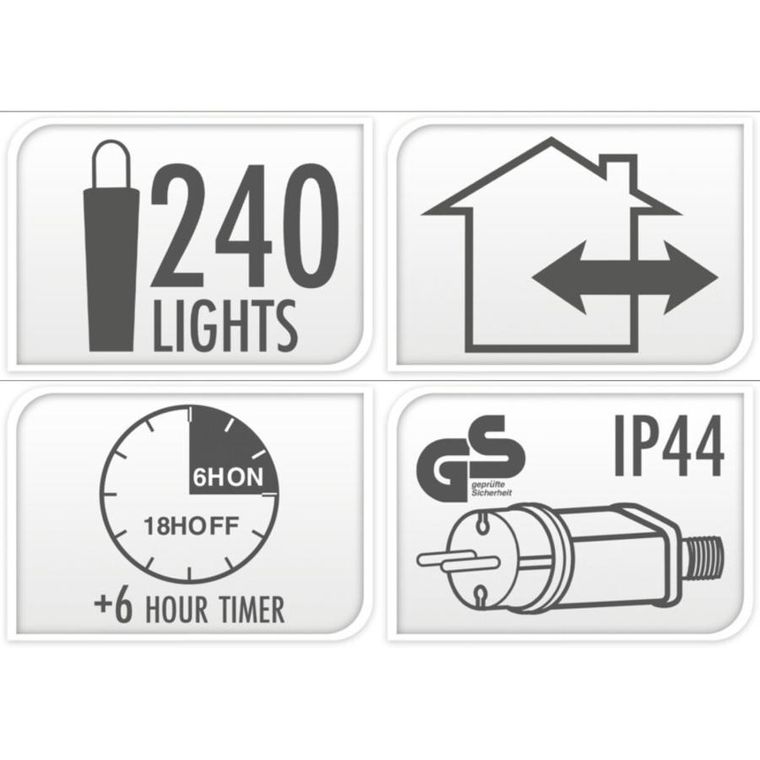 Koopman, Macaron, lampki choinkowe, łańcuch świetlny, 240 LED, timer, multikolor