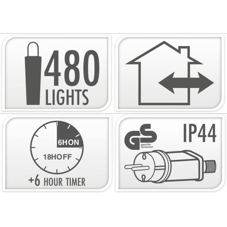 Koopman, Macaron, lampki choinkowe, łańcuch świetlny, 480 LED, timer, multikolor