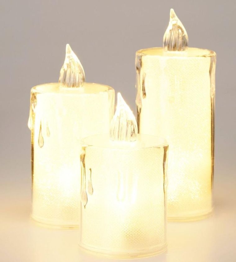 Koopman, świeca dekoracyjna, transparenta, ciepły biały, LED, 3 szt.