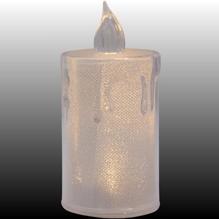 Koopman, świeca dekoracyjna, transparentna, ciepły biały, 1 LED, 10,5 cm