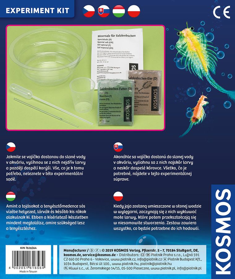 Kosmos, prehistoryczne żyjątka, zestaw eksperymentalny