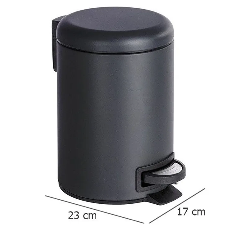 Kosz łazienkowy, Leman matt, czarny, 3 l