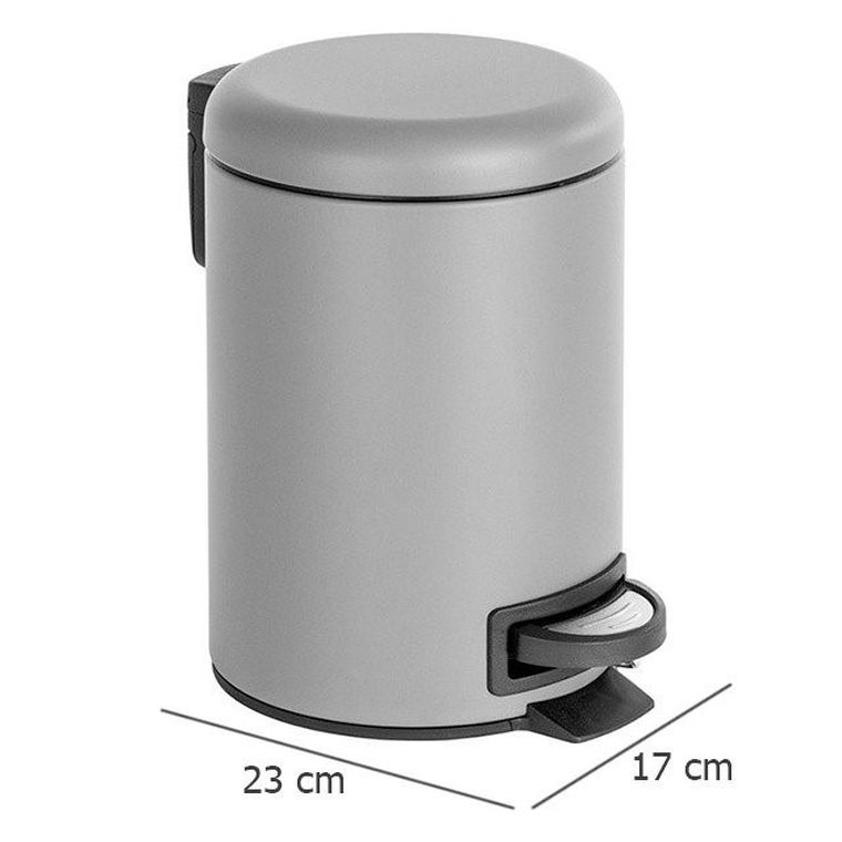 Kosz łazienkowy, Leman matt szary, 3 l
