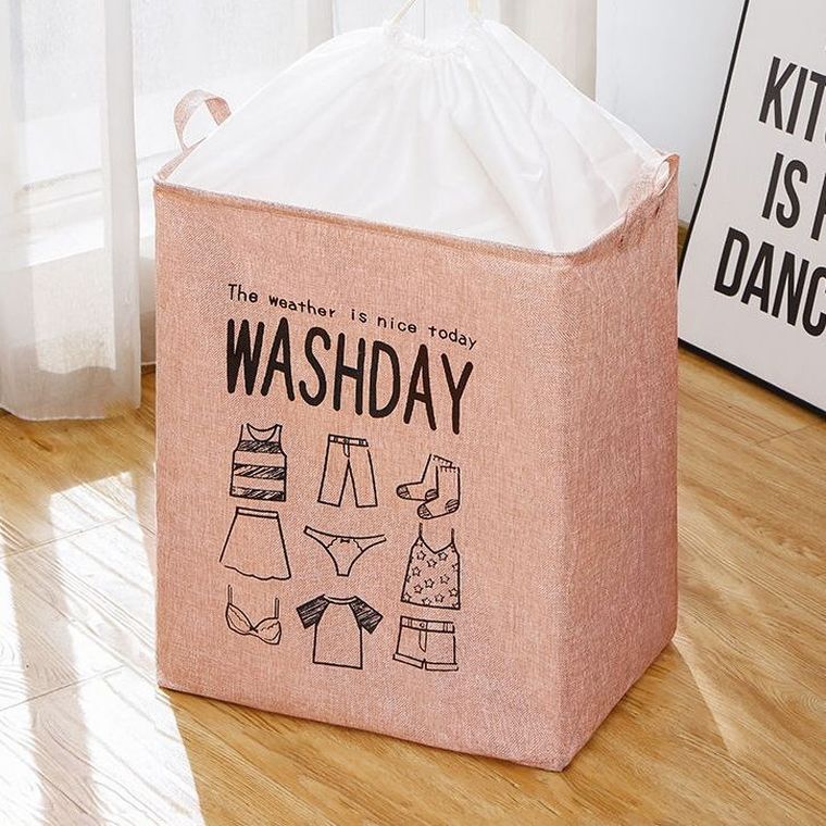 Kosz na pranie, pojemnik na bieliznę, różowy