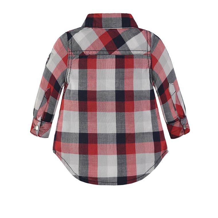 Koszula chłopięca z długim rękawem, mix, kratka, Kanz