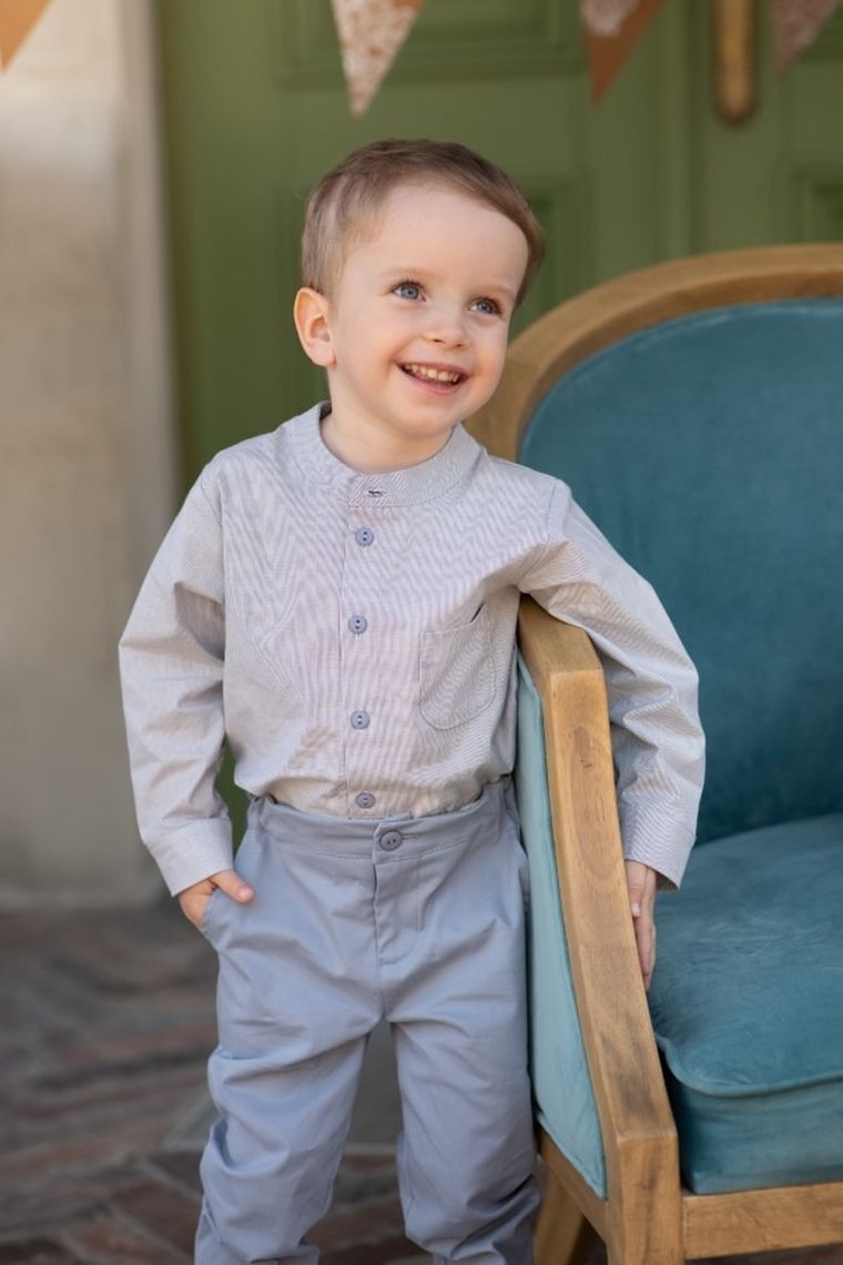 Koszula chłopięca z długim rękawem, szara, Charlie, Pinokio