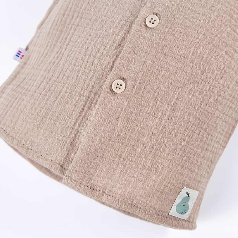 Koszula chłopięca z krótkim rękawem, beżowa, Eevi