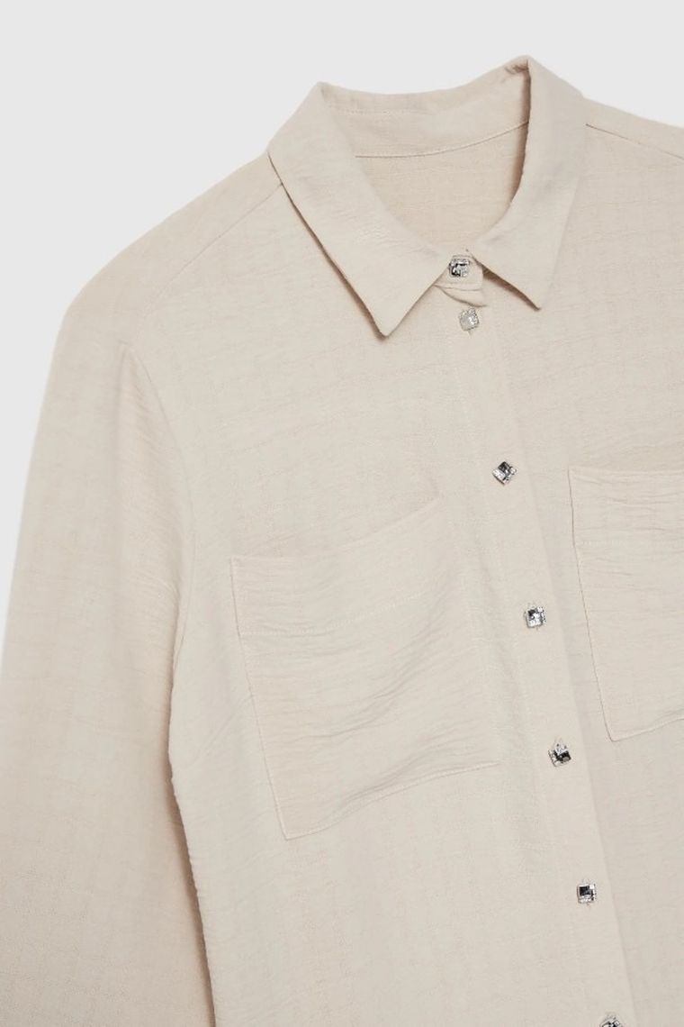 Koszula damska, beżowa, Moodo