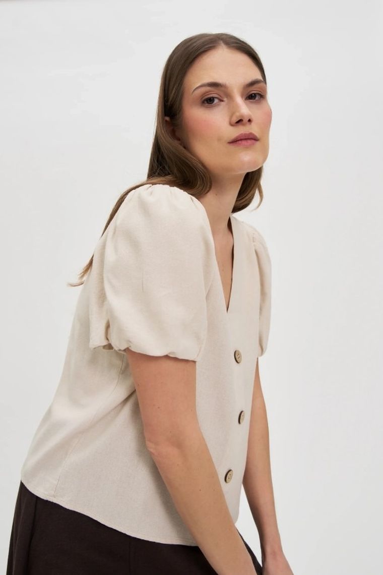 Koszula damska, beżowa, Moodo