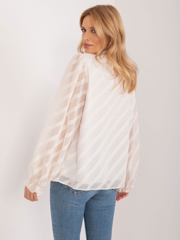 Koszula damska z długim rękawem, beżowa, Lakerta