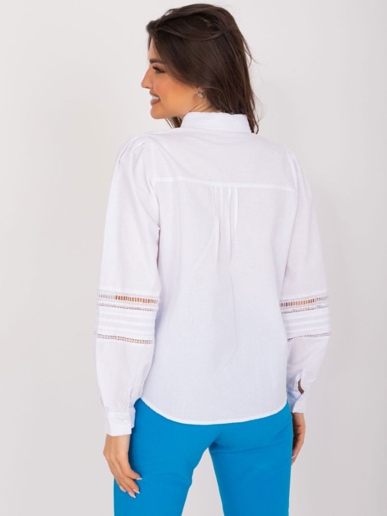 Koszula damska z długim rękawem, biała, By Pommes Life