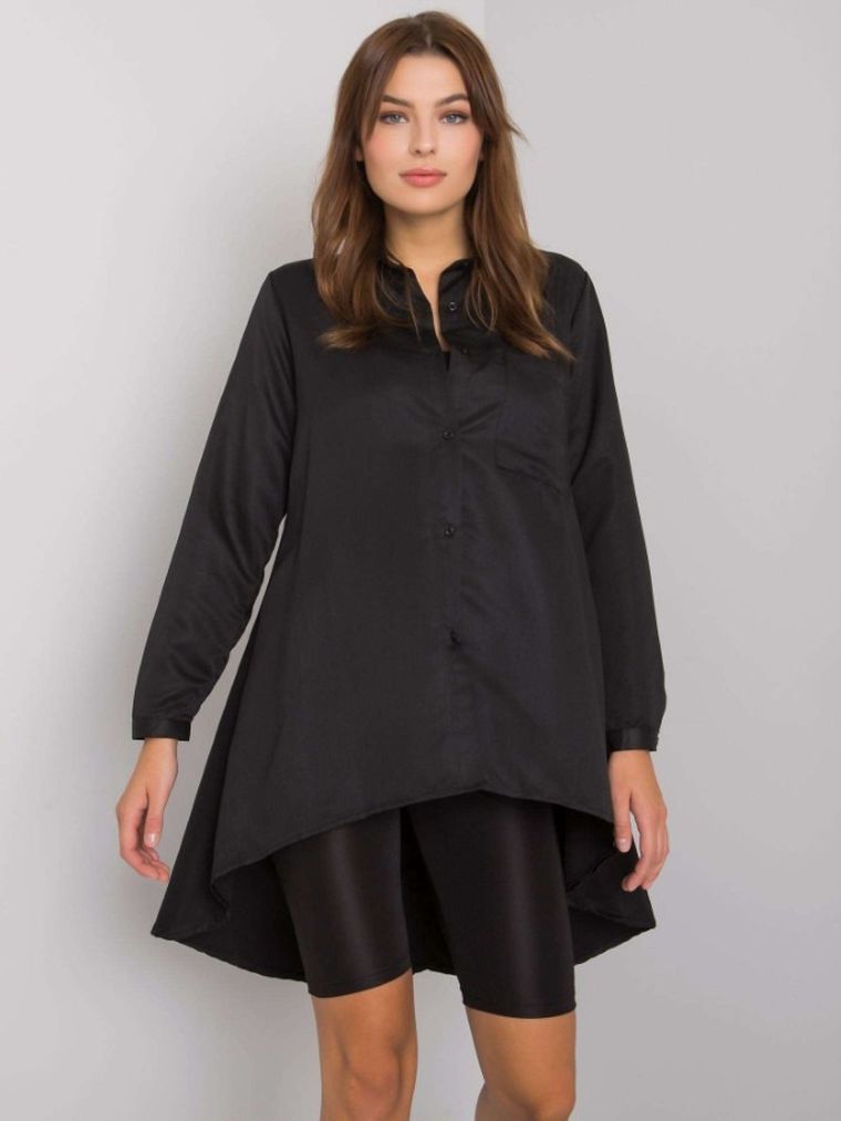 Koszula damska z długim rękawem, czarna, Ex Moda