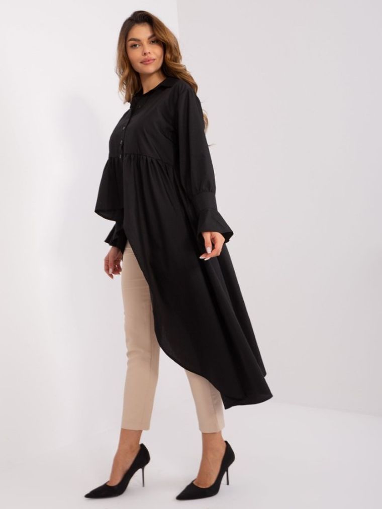 Koszula damska z długim rękawem, czarna, Lakerta