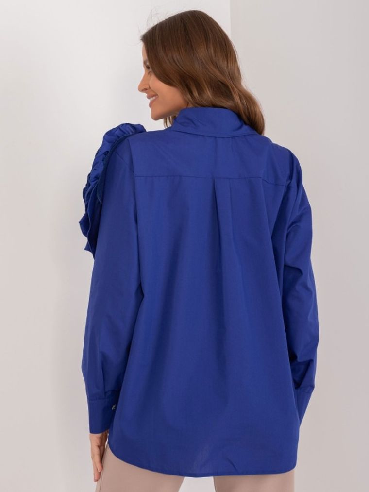 Koszula damska z długim rękawem, niebieska, Lakerta