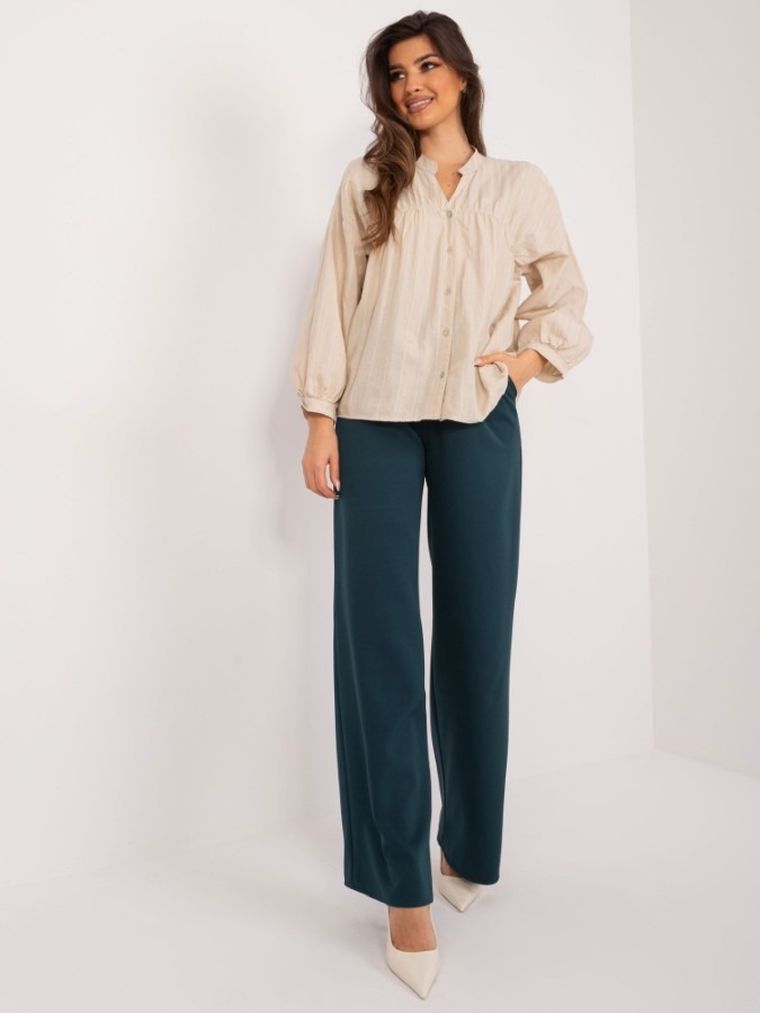 Koszula damska z długim rękawem, oversize, beżowa, By Pommes Life