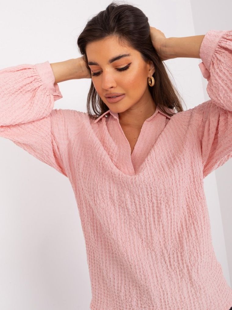 Koszula damska z długim rękawem, różowa, Lakerta