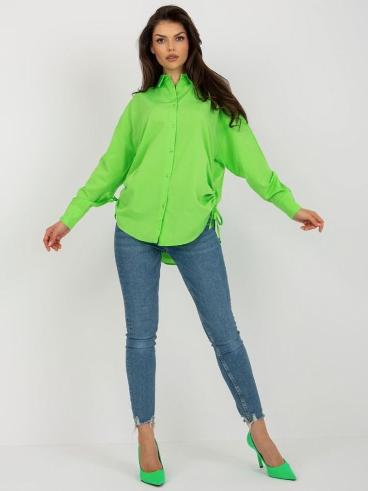 Koszula damska z długim rękawem, zielona, Factory Price