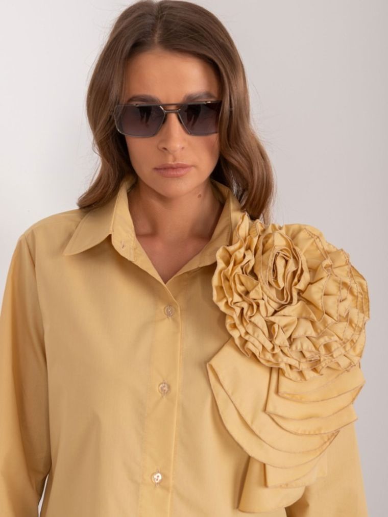 Koszula damska z długim rękawem, żółta, Lakerta