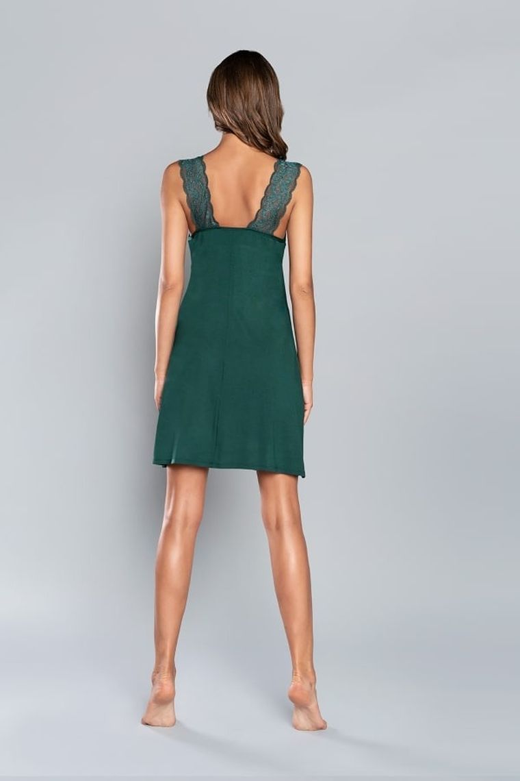 Koszula nocna damska bez rękawów, plus size, ciemnozielona, Samaria, Italian Fashion