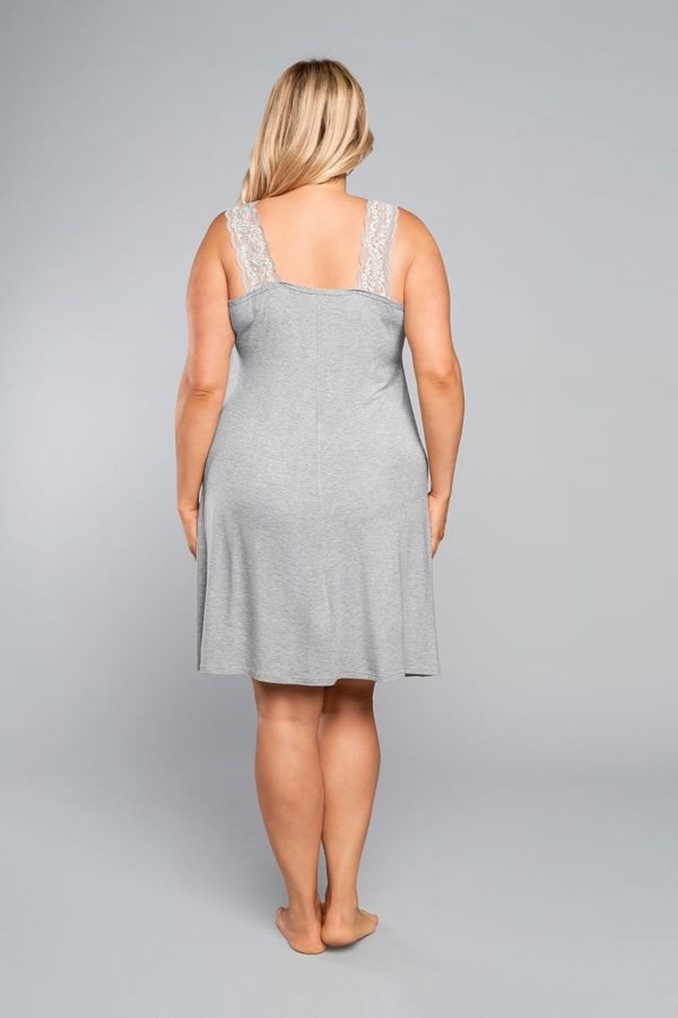 Koszula nocna damska bez rękawów, plus size, szara, Samaria, Italian Fashion