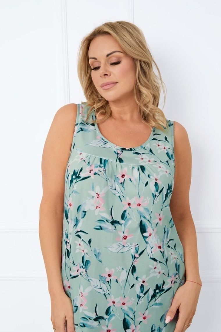 Koszula nocna damska bez rękawów, plus size, zielona, Italian Fashion